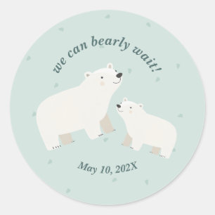 Wir können es kaum erwarten, Baby Shower Papierpla Runder Aufkleber