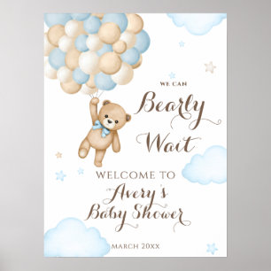 Wir können es kaum erwarten, Ballonbär Baby Jungen Poster