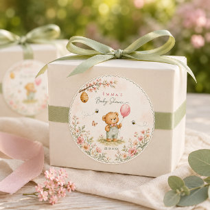 Wir können es kaum erwarten, Bär-Baby-Party  Runder Aufkleber