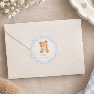 Wir können es kaum erwarten Bär Junge Babyparty Runder Aufkleber