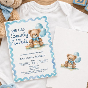 Wir können es kaum erwarten Blau Teddybär Junge Ba Einladung
