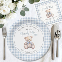 Wir können es kaum erwarten, Blaues Bär-Baby-Party