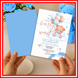 Wir können es kaum erwarten, Blue Boy Baby Shower Einladung