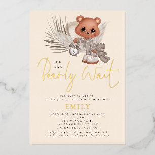 Wir können es kaum erwarten Boho Chic Baby Shower Folieneinladung
