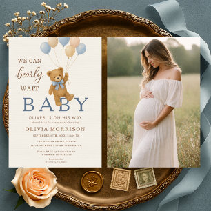 Wir können es kaum erwarten Foto-Baby-Party Einladung
