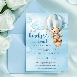 Wir können es kaum erwarten, Junge Baby Shower Ein Einladung
