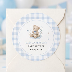 Wir können es kaum erwarten Klassischer Teddy Blau Runder Aufkleber