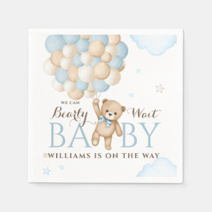 Wir können es kaum erwarten, Luftballon-Bär-Baby-J Serviette