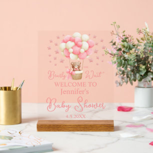Wir können es kaum erwarten, Mädchen-Baby-Party ro Acrylschild