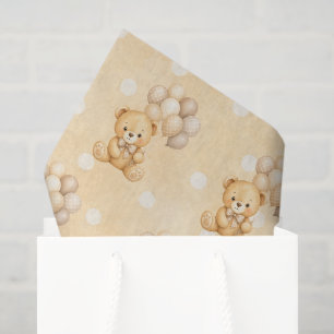 Wir können es kaum erwarten Neutrales Teddybär-Bab Seidenpapier