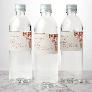 Wir können es kaum erwarten! Pink Gold Babyparty Wasserflaschenetikett