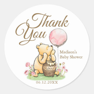 Wir können es kaum erwarten, Pooh-Baby-Party Neutr Runder Aufkleber