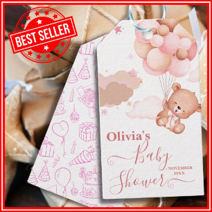 Wir können es kaum erwarten Rosa Baby-Party für Mä Geschenkanhänger
