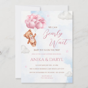 Wir können es kaum erwarten - Rosa Baby Shower Ein Einladung