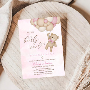 Wir können es kaum erwarten Rosa Babyparty Einladung