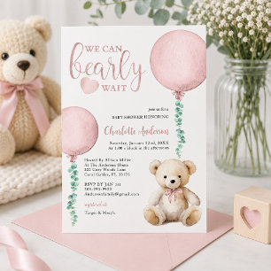Wir können es kaum erwarten, rosa Bär-Baby-Party-E Einladung