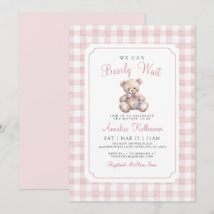 Wir können es kaum erwarten, Rosa Bär Baby Shower Einladung