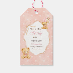 Wir können es kaum erwarten Rosa Bär Mädchen Baby- Geschenkanhänger