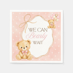 Wir können es kaum erwarten Rosa Bär Mädchen Baby- Serviette