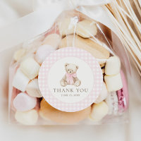 Wir können es kaum erwarten Rosa Gingham Teddybär