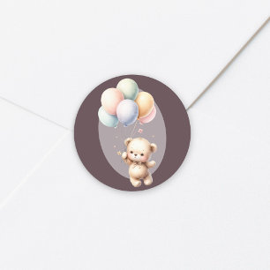 Wir können es kaum erwarten süßer Bär Ballon Babyp Runder Aufkleber