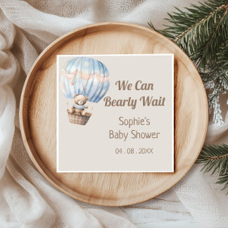 Wir können es kaum erwarten Teddy Bär Baby Shower Serviette