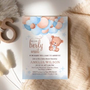 Wir können es kaum erwarten Teddy Bär Ballons Blau Einladung