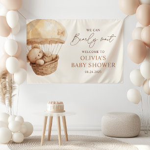 Wir können es kaum erwarten Teddybär-Baby-Party Wi Banner