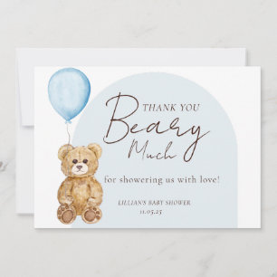 Wir können es kaum erwarten Teddybär-Jungen-Baby-P Dankeskarte