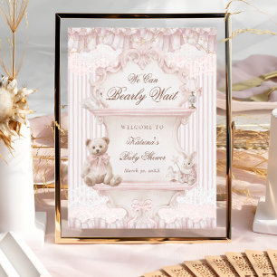 Wir können es kaum erwarten Vintage-Baby-Party-Wil Poster