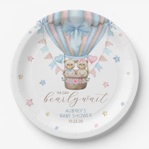 Wir können es kaum erwarten, Zwillinge Baby Shower Pappteller