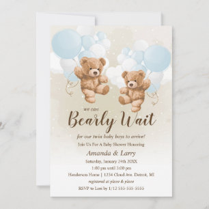 Wir können es kaum erwarten Zwillinge Babyparty Einladung