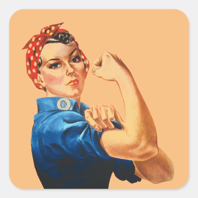 Wir können es Rosie machen, der Riveter Women Powe Quadratischer Aufkleber (Vorderseite)