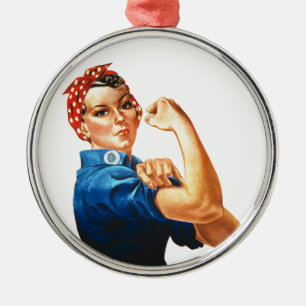 Wir können es Rosie machen, der Riveter Women Powe Silbernes Ornament