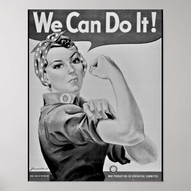 "Wir können es schaffen!" Rosie the Riveter WWII P Poster (Vorne)
