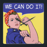 Wir können es tun! Rosie The Riveter Pop Art Remix Quadratische Wanduhr<br><div class="desc">Rosie the Riveter meets her match in funky Licsteinien Ben-Day Dots-inspirred remix. Roy Lichtenstein is best known for his dotted,  angst-filled comics featuring beautiful ladies in distress. This lady is FAR from being in distress,  though! Rosie is the ultimate symbol of GIRL POWER!</div>