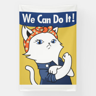 Wir können es tun! White Cat Rosie The Riveter Banner
