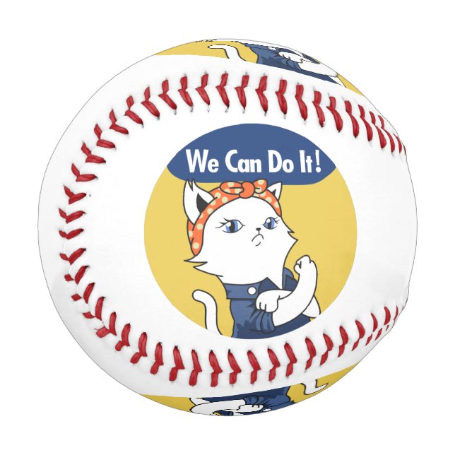 Wir können es tun! White Cat Rosie The Riveter Baseball (Vorderseite Links)