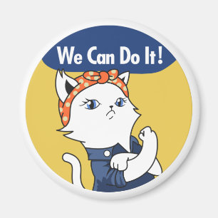 Wir können es tun! White Cat Rosie The Riveter Magnet