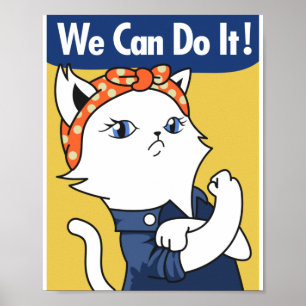 Wir können es tun! White Cat Rosie The Riveter Pos Poster