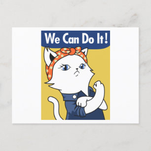 Wir können es tun! White Cat Rosie The Riveter Postkarte