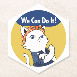 Wir können es tun! White Cat Rosie The Riveter Untersetzer