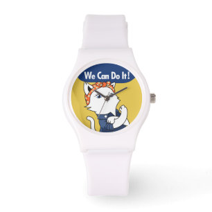 Wir können es tun! White Cat Rosie The Riveter Wat Armbanduhr