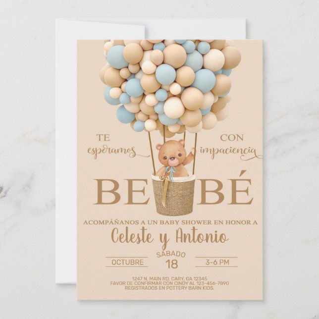 Wir können früh warten Baby Dusche einladen Spanis Einladung (Vorderseite)