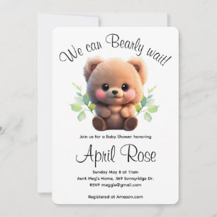 Wir können frühes Warten Teddy Bär boho Baby Dusch Einladung