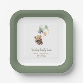 Wir können frühes Warten Teddy Bear Balloon Baby D Pappteller