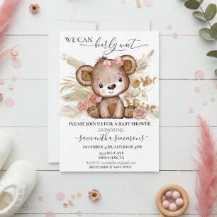 Wir können frühzeitig abwarten Baby Duschbär Boho Einladung