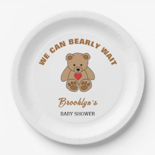 Wir können frühzeitig abwarten Baby Dusche braunen Pappteller