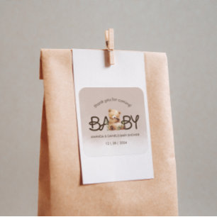 Wir können frühzeitig abwarten Baby-Dusche Danke Quadratischer Aufkleber