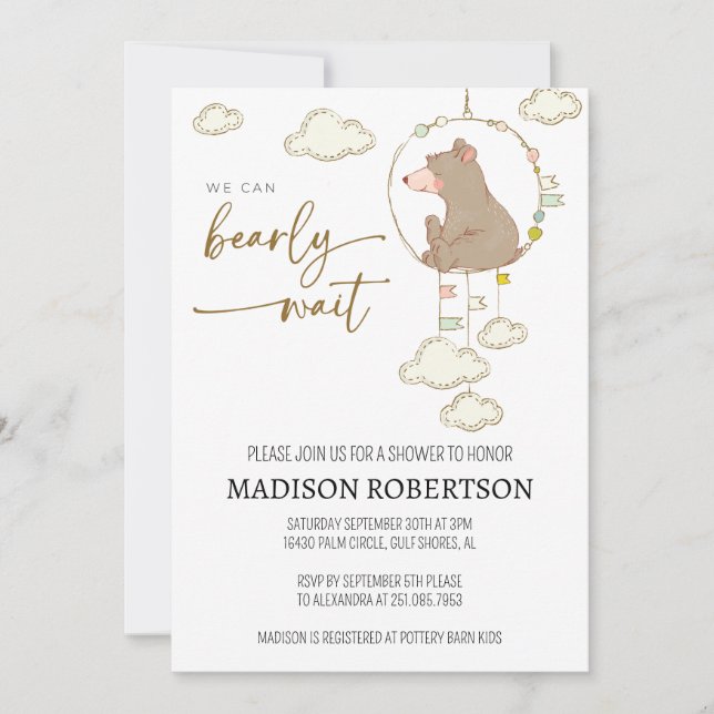Wir können frühzeitig abwarten Baby Dusche Einladu Einladung (Vorderseite)